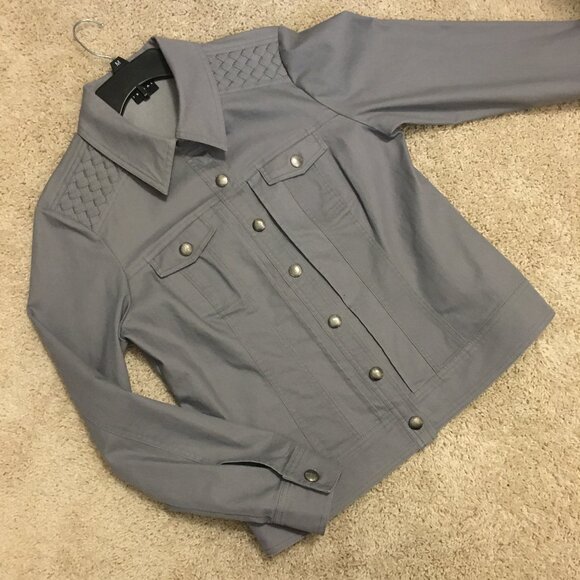 TRIBAL Clay Grey Braided Jean Jacket - Picture 10 of 15